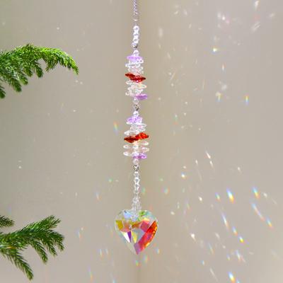 Yousheng Love Heart Faux Crystal Suncatcher Decoration Indoor Outdoor Faux Crystal Heart Prism Window Hanging Ornament Rainbow Maker Pendant
