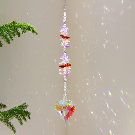 Yousheng Love Heart Faux Crystal Suncatcher Decoration Indoor Outdoor Faux Crystal Heart Prism Window Hanging Ornament Rainbow Maker Pendant