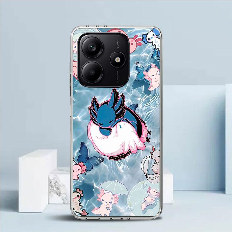 Cute Axolotl Kawaii Soft Cover for Xiaomi Redmi Note 15 14 13 12 Pro Plus Phone Case 14S 11S 11T 11E 10S 10 4G Pattern Shell Red