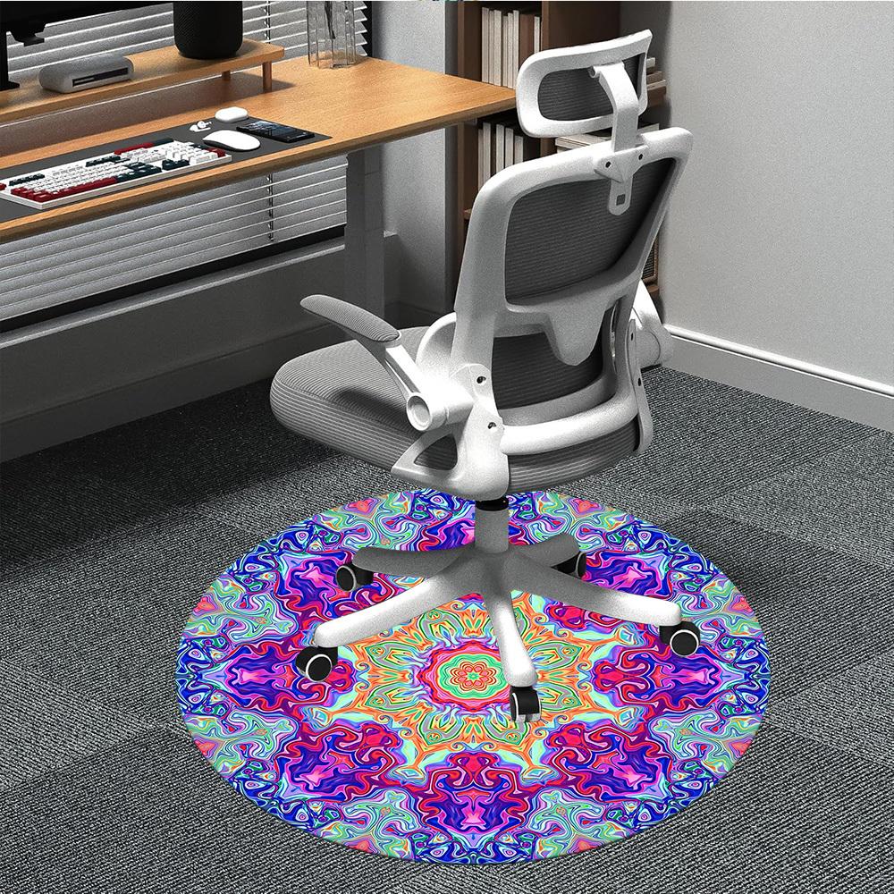 

1pc Psychedelic Mandala Chair Carpet for Office, Non-slip, Soft and Durable Office Rug, Perfect for Office yy260131086 80cm by 80cm