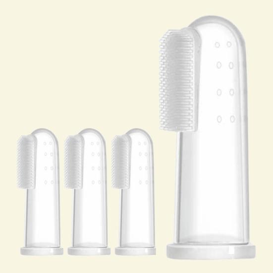 2Pcs Baby Infant Toothbrush Silicone Finger Cot Cover Tongue Cleaning Brush