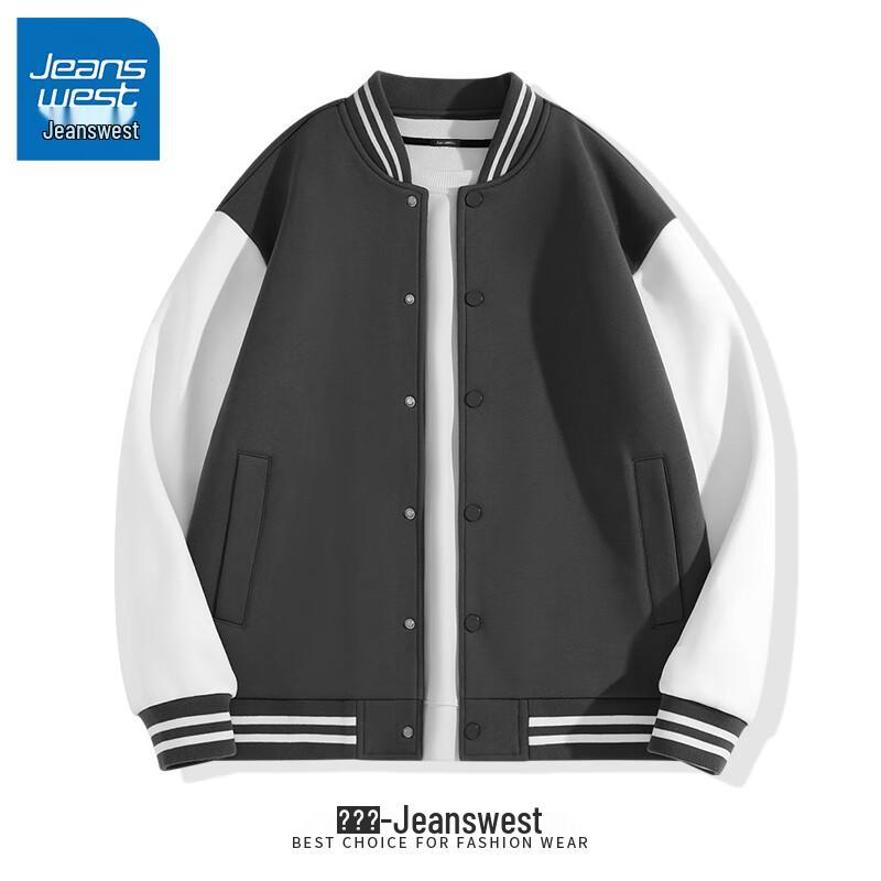 Jeanswest Men's American Retro Solid Color Baseball Jacket