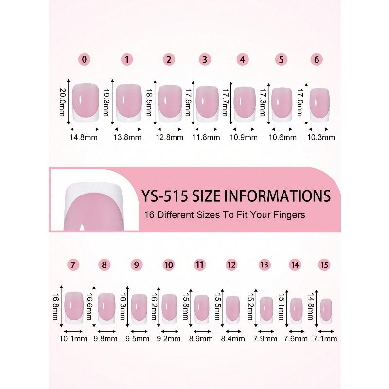 160pcs Short Square White French Fashion Design Full Cover Fake Nail Patch Pressed On Nail Art Supplies For Ladies Parties And Daily Wear Fake Nails