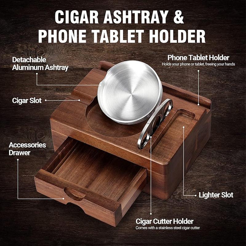 American Style Wooden Cigar Ashtray Solid Wood Drawer Style Cigar Ashtray Portable Car Ashtray Cigar Cutter