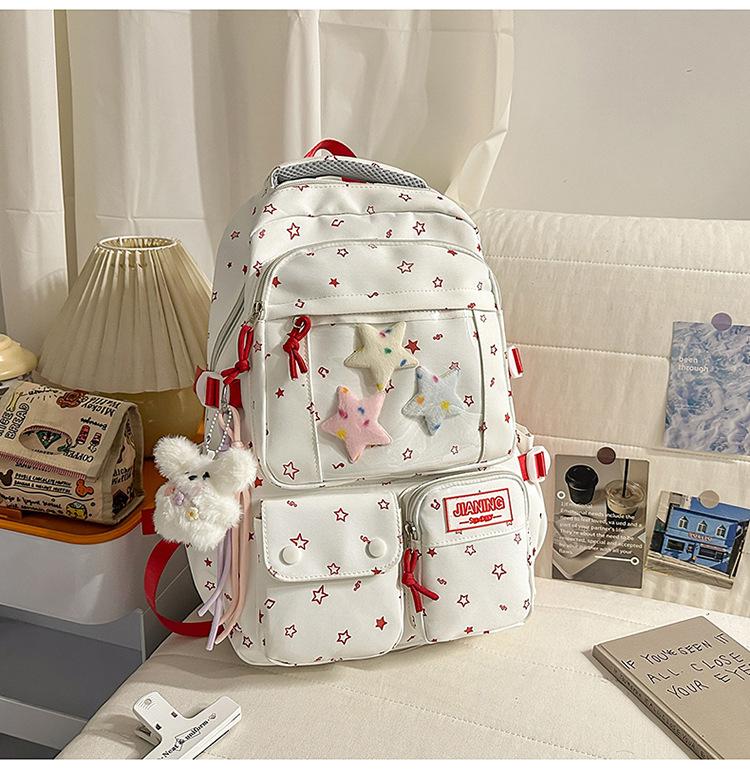 Schoolbag Japanese ins new high-value schoolbag, sweet star bar pain bag, lightweight and versatile backpack for junior high school students