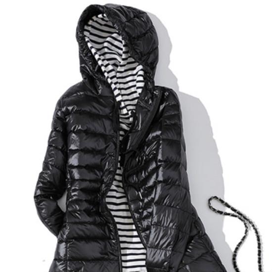 Padded Hooded Long Jacket Duck Down Female Ultra Light Slim Solid Jackets Coat Portable Parka