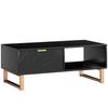 Elegant Marble Effect Storage Coffee Table - Black
