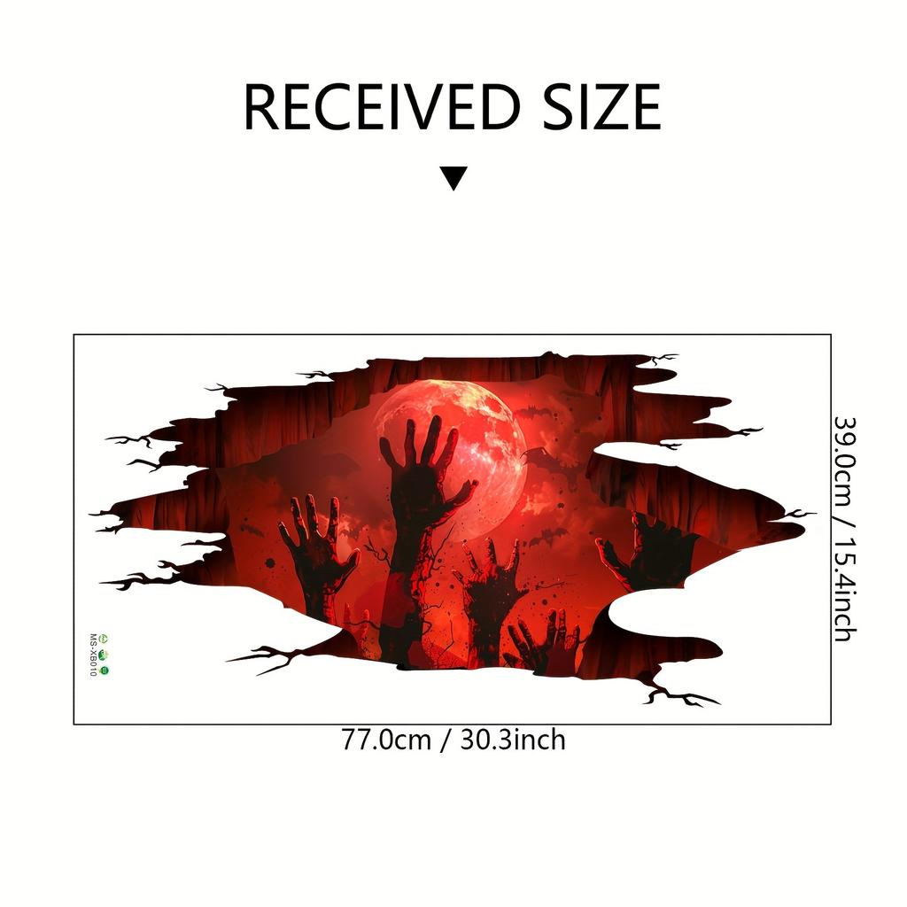 New Creative Halloween 2D Floor Wall Stickers Ghost Hand Cross Border Sticker Terrifying Removable Halloween Mall Decoratio Wall