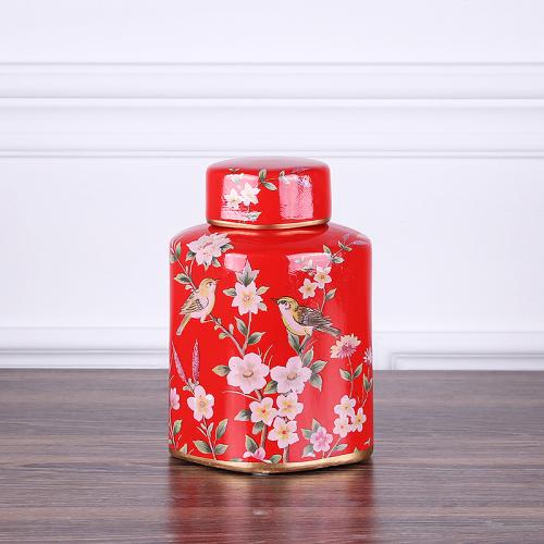 

American Country Ceramic Vase Floral Decoration Home Living Room Dining Table Vase Decoration Candy Dried Fruit Storage Tank Jar