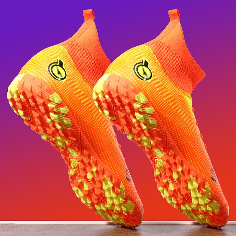 

High-top leather football shoes large size men s and children s tf broken nails artificial turf AG long nails mandarin duck training shoes 46