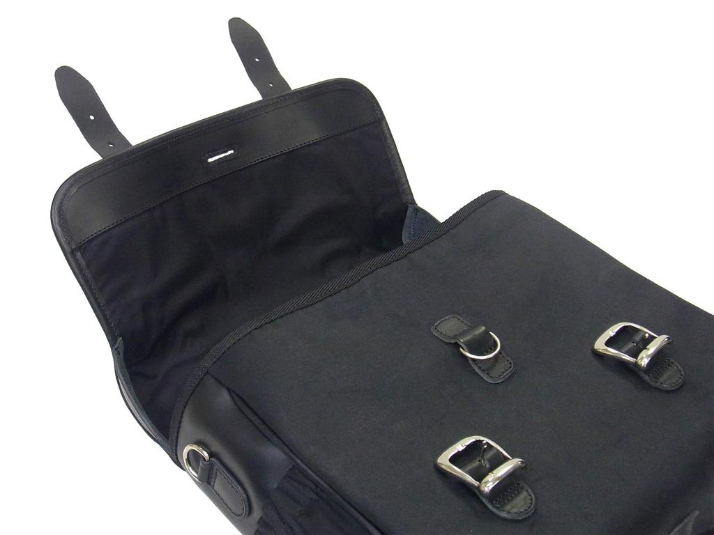 LONGRIDE Heritage Saddlebag with Flap Top Black Click-On (12L) (HQR131WBLA)
