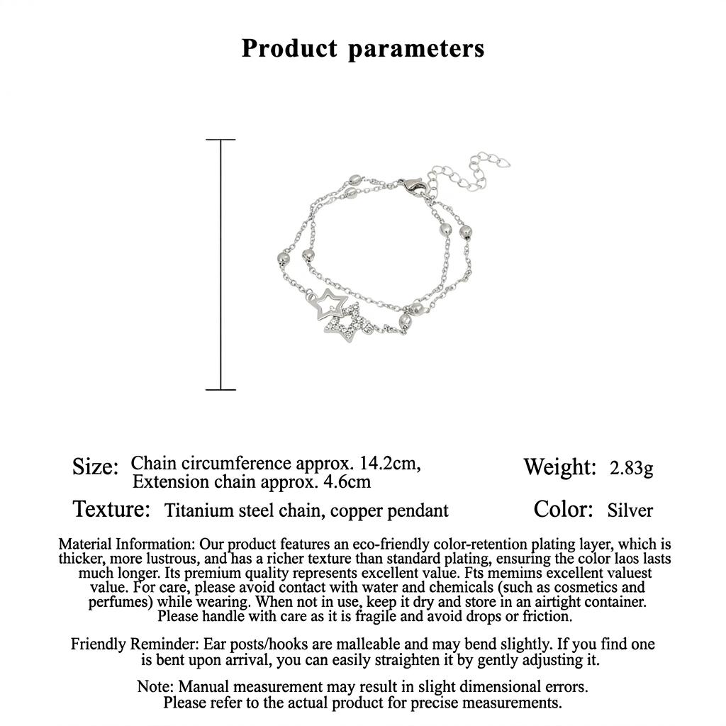 Star Bracelet Luxurious Silver Chain Bracelet Women Fashion Bracelet Adjustable For Anniversary Celebration Daily Commute Casual