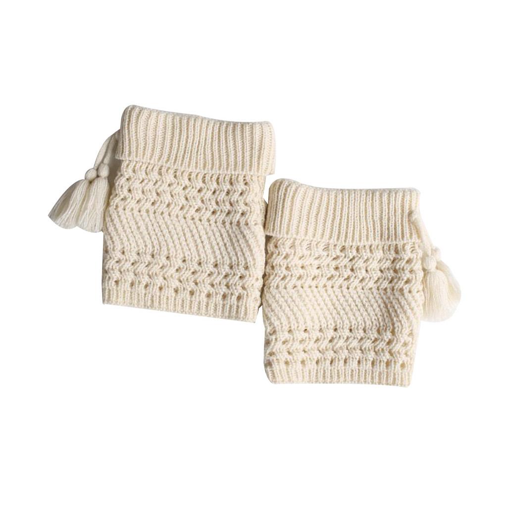 1 Pair Fashion Winter Tassel Womens Knitted Leg Warmers Sock Elastic Stretchy Soft Trim Boot Cover Cuffs Toppers