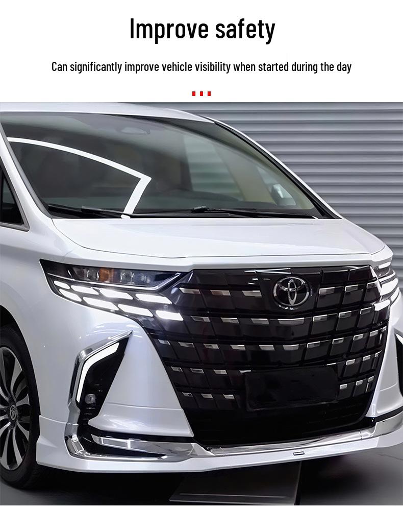 Alphard 40 Series Daytime Running Lights: Fits 24 Models, Three-Color Front Bumper Lights for Car Decoration.