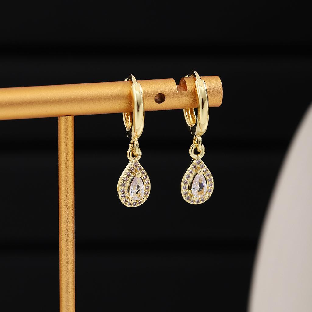 Personnalité Haut de Gamme Creux Super Brillant Boucle d'Oreille Couleur Or Dauphin Cœur Papillon Couronne Lune Pendants d'Oreille Zircon de Luxe