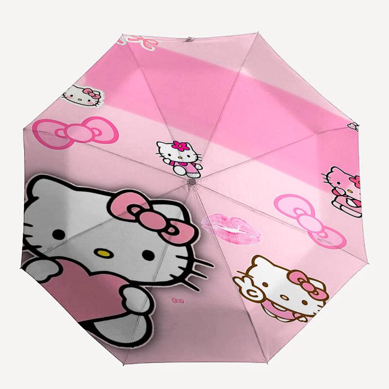 

1pc Hello Kitty umbrella automatic open/close, 8-Rib Durable Frame, Compact Folding Design, Ideal Birthday/Holiday Gift e1134A