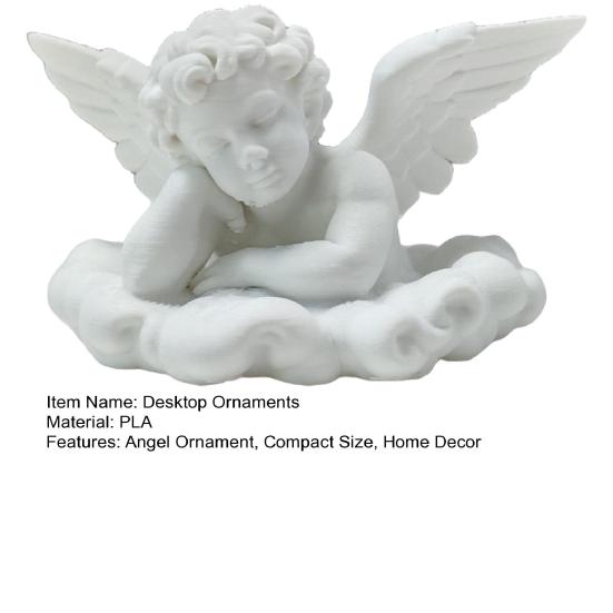 Little Angel Statue Figurine, 3D Printed Desktop Ornament, Matte Texture White Modern Style Sculpture, for Home Office Decor