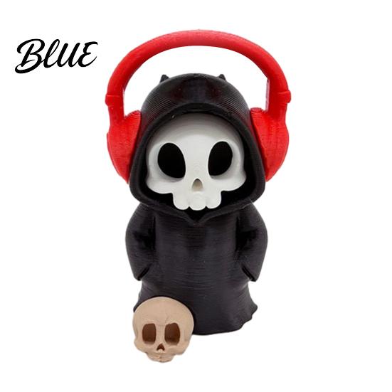 Dark Fantasy Decoration Mini Grim Reaper Statue 3D Printed Halloween Skull Statue Figurine for Tabletop Desk Shelf Home Decor