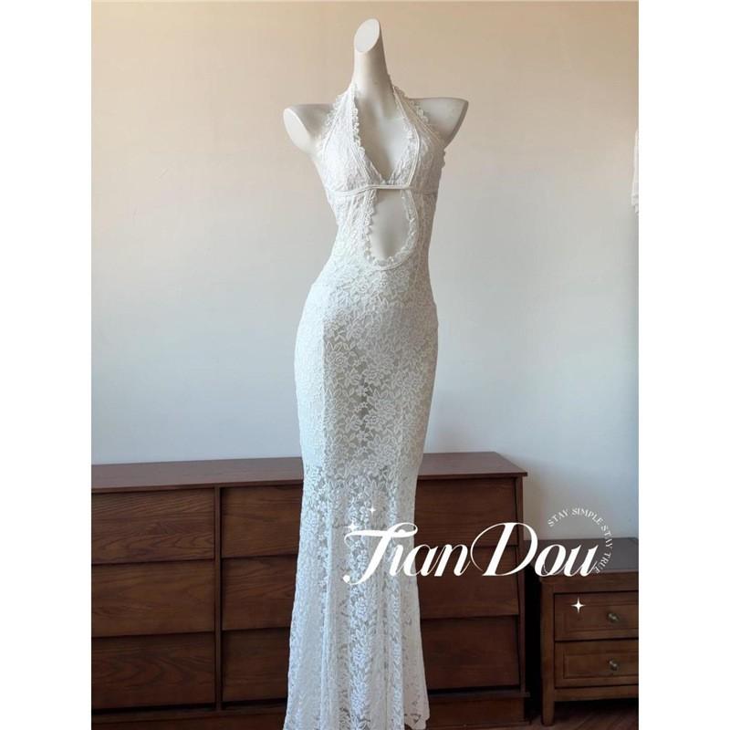 Greek Goddess Vacation Dreamy High-end Lace Fishtail Long Dress Swimsuit Bikini Beach Island