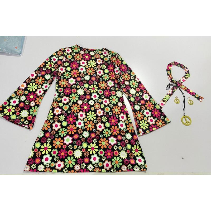 

Hippie Ladies Fashion Printed Dress Performance Costume Performance Costume XXXL