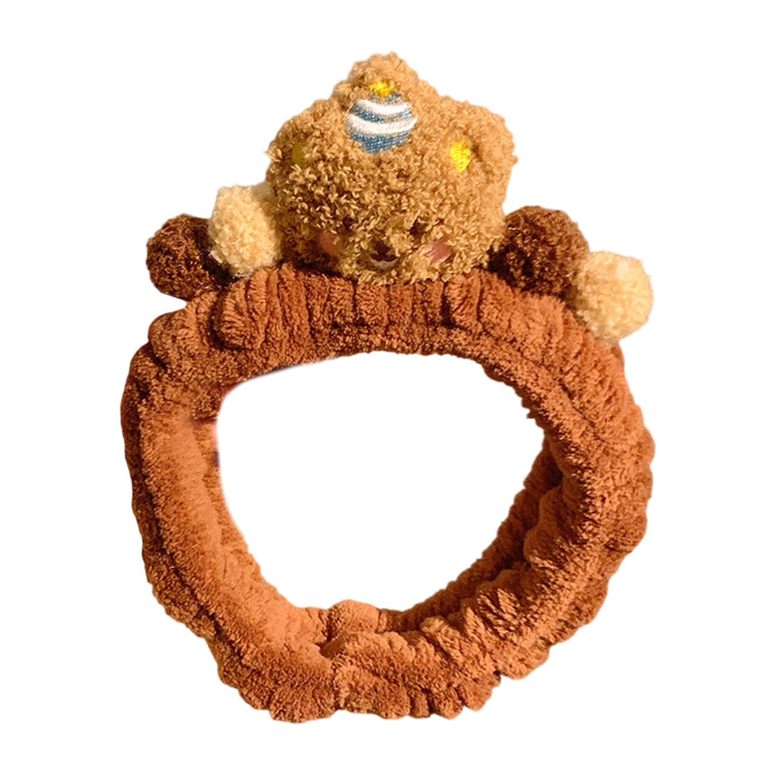 

Плюшевая повязка на голову с мишкой для женщин, девушек, для умывания лица, нанесения маски, повязка на голову, головной убор для музыкального фестиваля, вечеринки, посиделок, обруч для волос коричневый