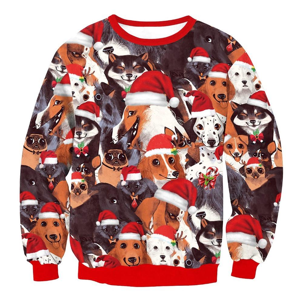 Autumn 3D Christmas Dog Printed Sweatshirts Fashionable Casual Sports Long Sleeved Men's and Women's Unisex Sweatshirts