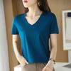 Women's V-Neck Mercerized Cotton Short-Sleeve T-Shirt - 2025 Summer Collection, Sweetheart Neckline