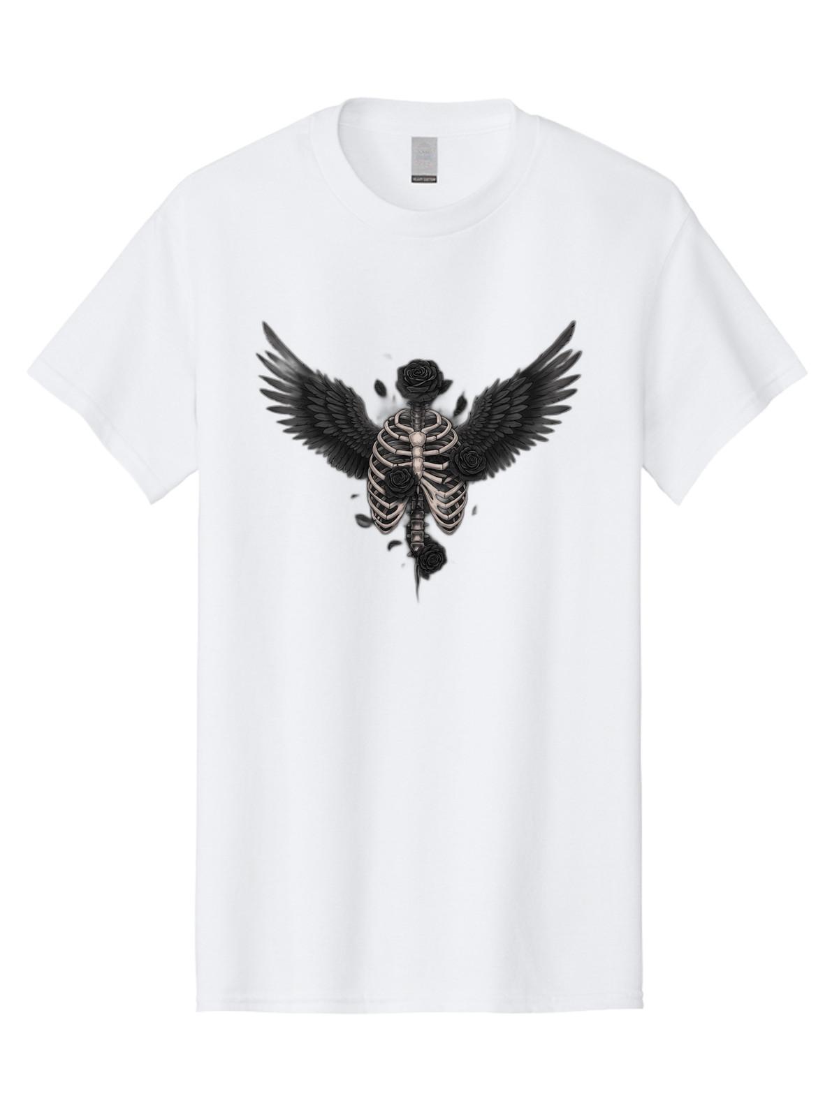 Skeleton-With-Roses-And-Wings Mens Graphic Tee, 100% Cotton, Casual Summer Wear S разноцветный