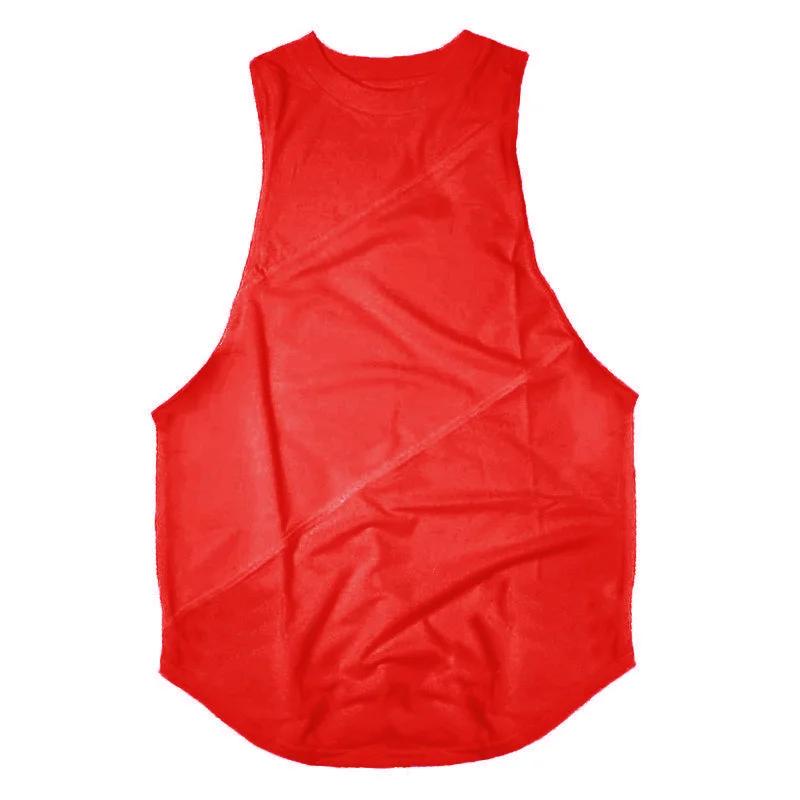 Muscleguys Running Vests Men Cotton Patchwork Mesh Cut Off Gym Tank Tops Bodybuilding Sleeveless Shirts Fitness Clothing Workout Singlets