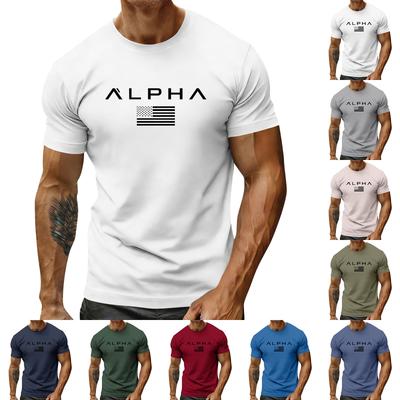 Men's Holiday Print Round Neck Short Sleeve Top Casual Sports Top