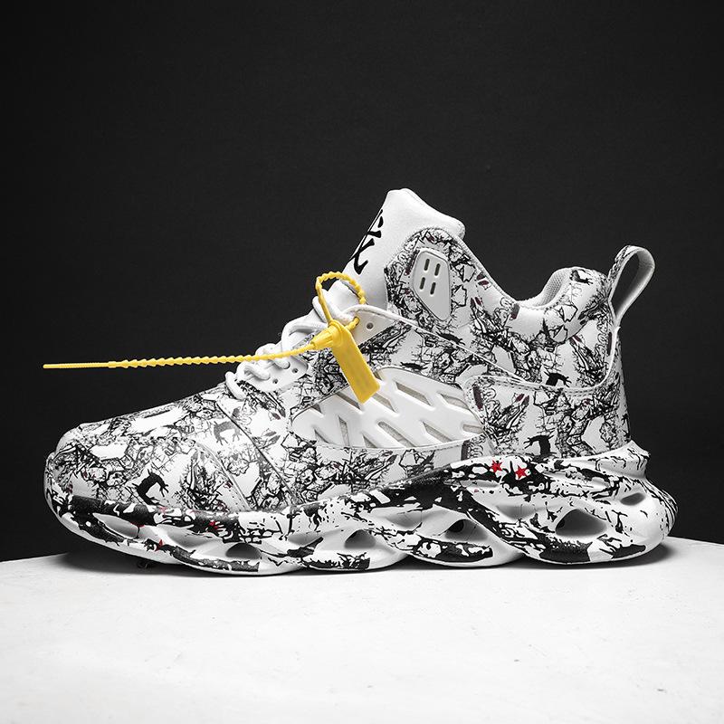 New fashion mid-top casual shoes versatile sports shoes student shoes large size high-top camouflage men's shoes