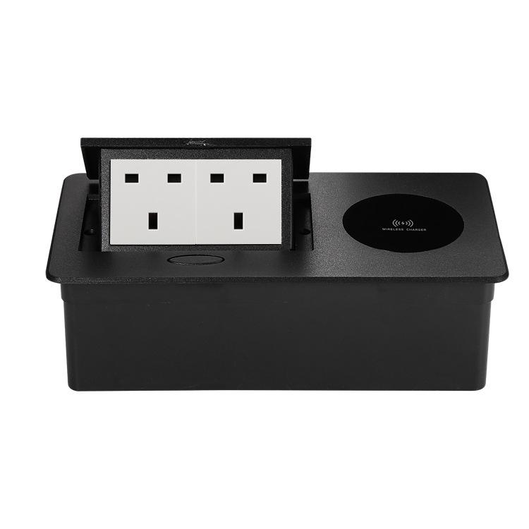 Two-Pin Three-Hole 250V/13A Pop-Up Desktop Socket with Wireless Charging