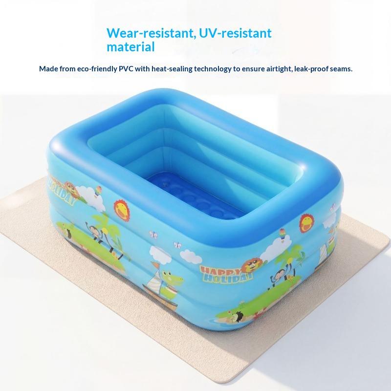 Inflatable Swimming Pool 3 Layer Thickened Cute Cartoon Prints For Backyard Kids Summer Water Play