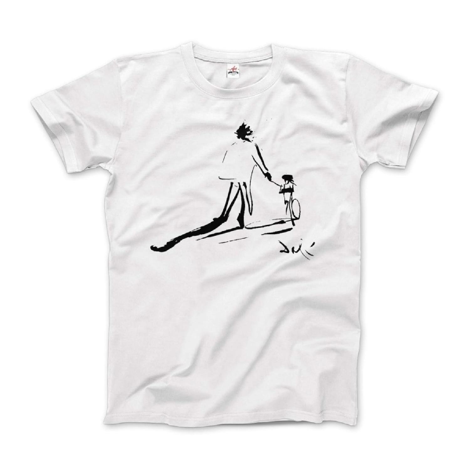 

Dali - Sketch, Childhood With Father Riding a Bike 1971 T-Shirt (Adults, Kids, Short & Long Sleeve) XXXXXL білий