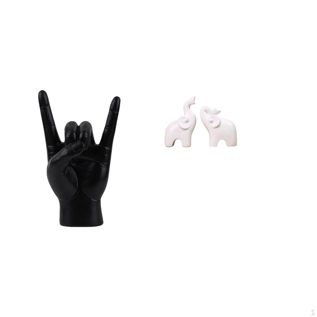 Creative Elephant Hand Gesture Sculpture Unique Animal Finger Statue Ornament for Apartment Bedroom