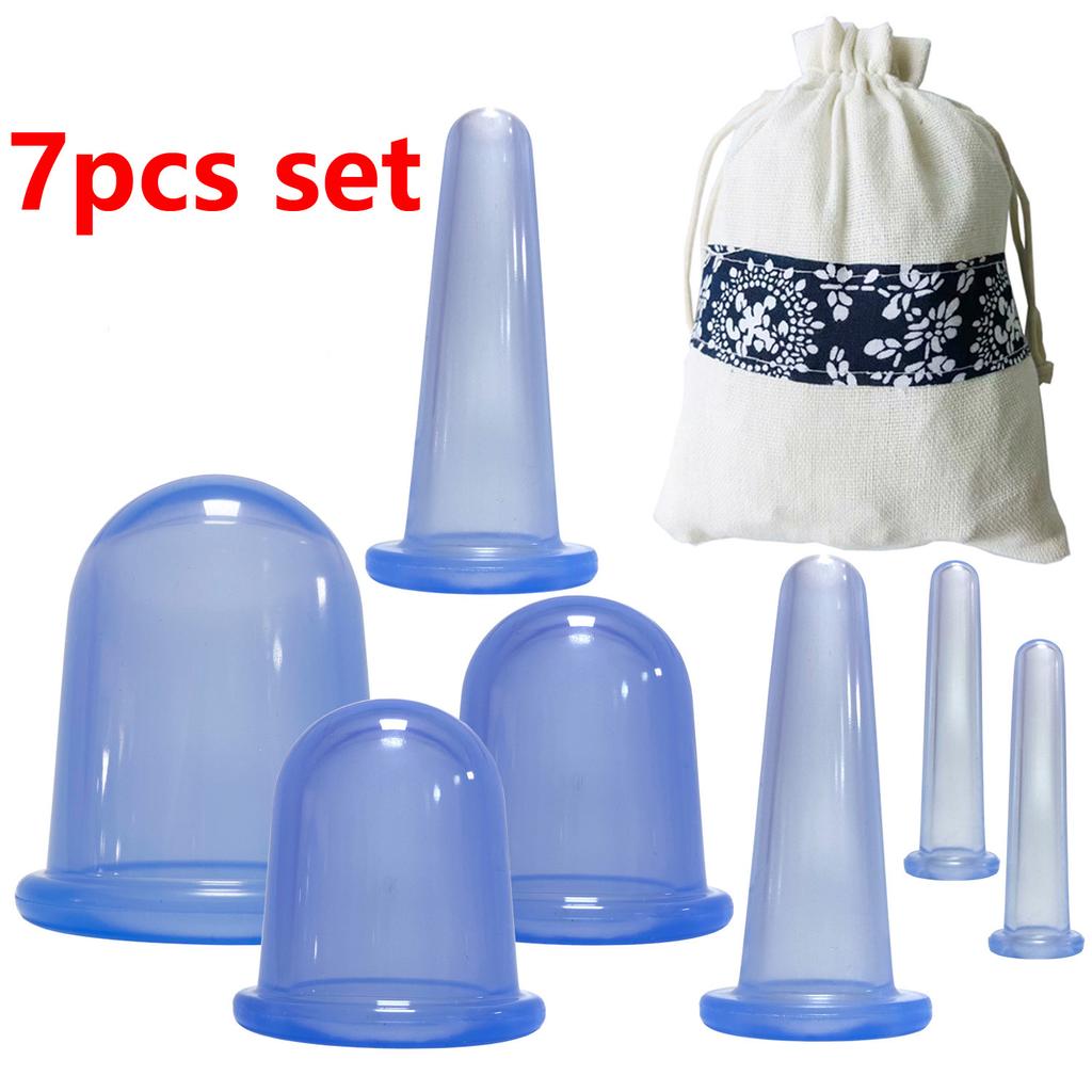 7PCS/Set  Silicone Massage Jars Suction Cup Plastic Dampness Expelling Body Release Pain Vacuum Cans Banks