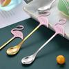 Creative Coffee Spoons Stainless Steel Flamingo Titanium-plated Paint Mixing Spoon Hanging Cup Mini Spoon