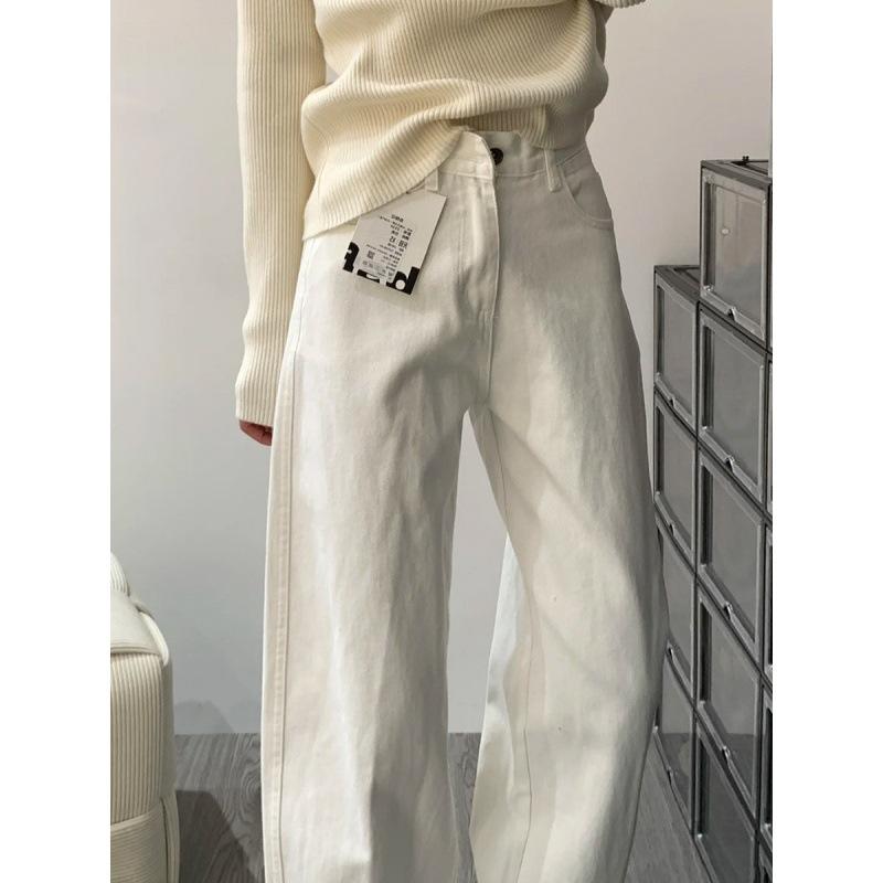 Women s Plus Size Wide-Leg Fluffy Jeans - Slimming Drape, Floor-Length (Autumn/Winter 2025) L