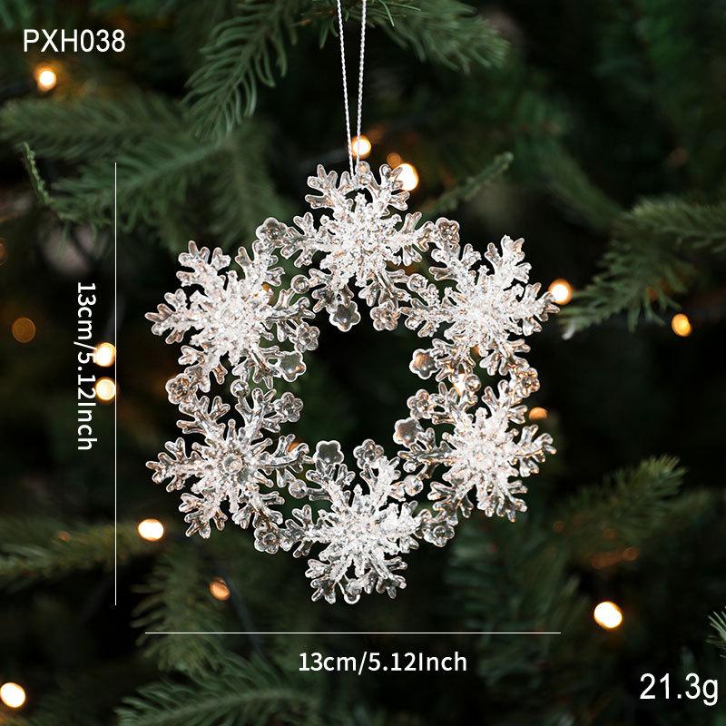 Christmas Ornament Acrylic Sequin Christmas Tree Pendants Snowflake Christmas Supplies Hanging Ornament