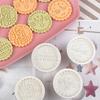4 Pcs Round Christmas Biscuits Mold Cookie Stamps Set Fondant Biscuits Pastry Cookie Cutters for DIY Cake Baking