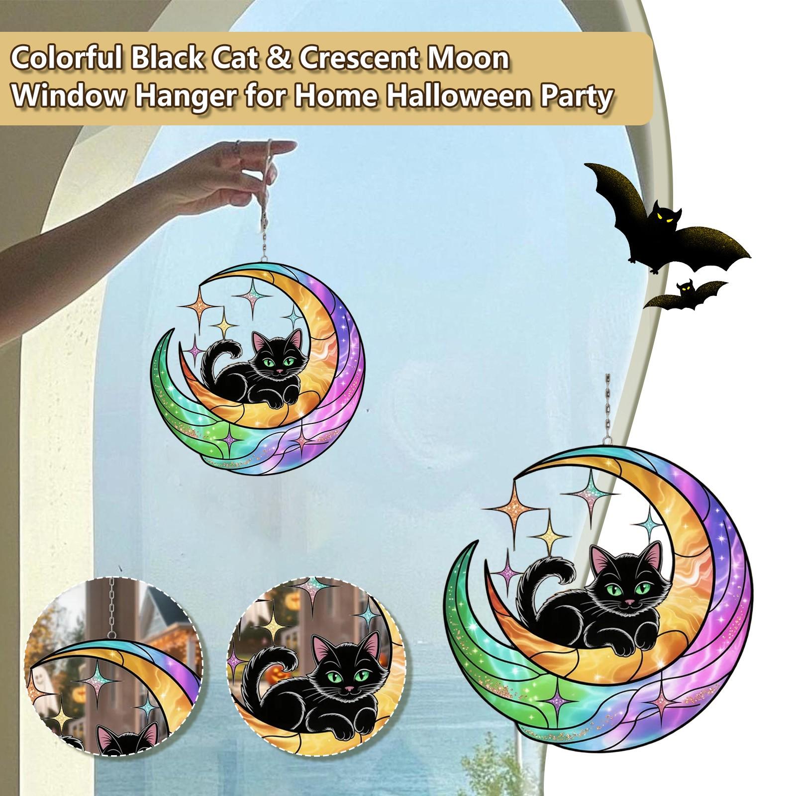 

Cat Crescent Acrylic Window Decoration Home Halloween Party Decoration Listing One Size
