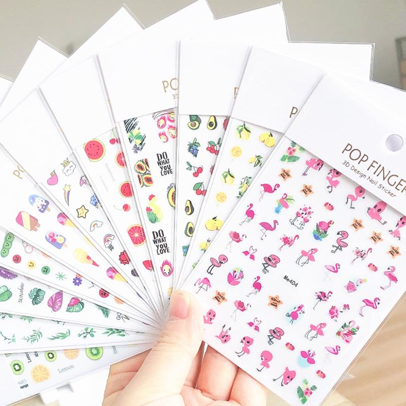 Children's Cute Nail Sticker Summer Fruits Design Cartoon Self-adhesive Waterproof Nail Art DIY Sticker for Kids Gift