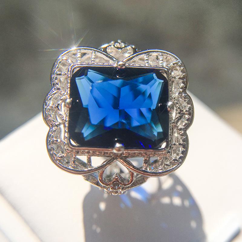 Classic Jewelry, Sapphire Court Hollow Pattern Ring, Platform Fast Order