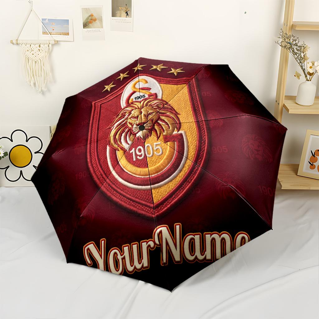 Galatasaray1 Customized Name Umbrella Compact Travel Automatic Umbrella Compact 8-Rib Lightweight Sturdy Construction All-Season Travel