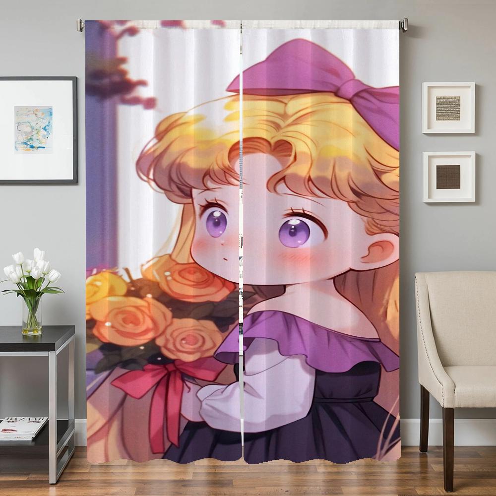 Window Kitchen Curtains for Living Room 2 Pieces Blackout Curtains Door Curtain S-sailor Moon-n Partition Bedroom Decoration
