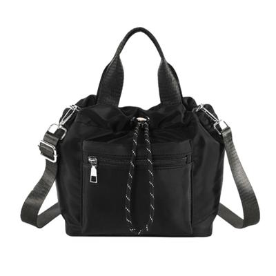 Harujio Kordelzug Schulter Mini Crossbody Stilvolle Graue Damen Tasche, 2-Wege Tasche, Handtasche, Tasche, Pochette, Nylon, Tasche, Beliebt, Tasche, Schwarz, Khaki,
