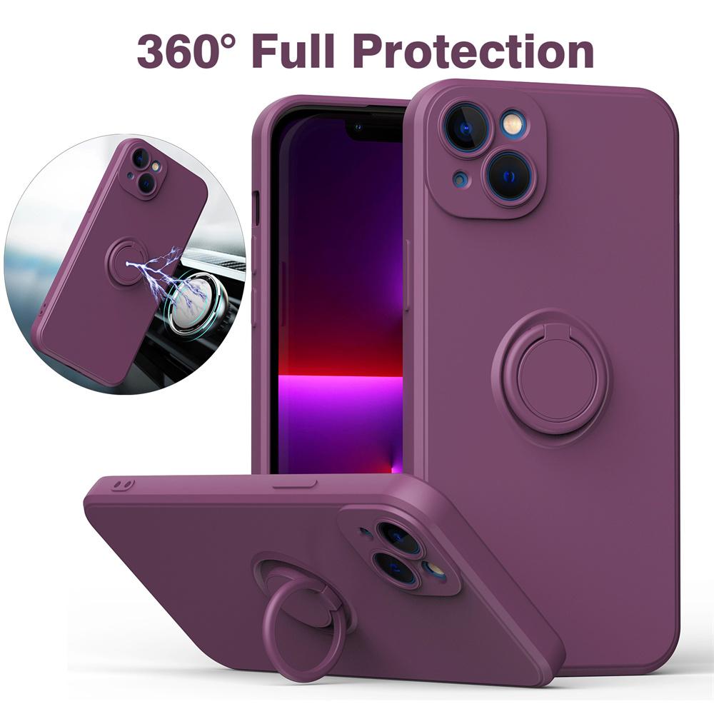 Liquid Silicone Magnetic Cases For For Iphone 1 14 13 12 11 Pro Max XS XR 6 6s 7 8 Plus SE Soft Cover With Ring Holder