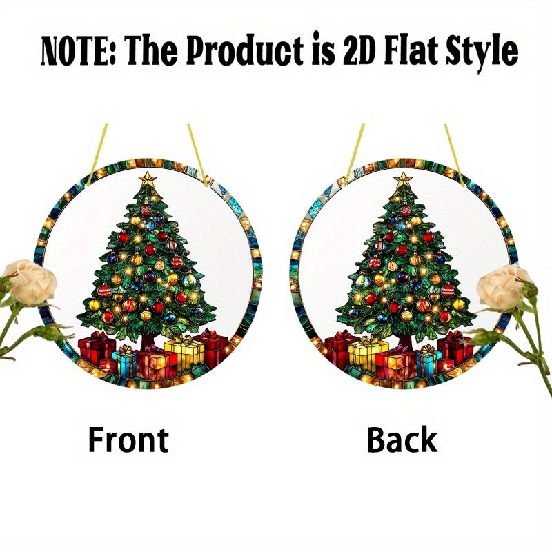 Illuminated Christmas Tree Sun Catcher. 7.87" Circular Acrylic with 3D Effect for Holiday Decor.