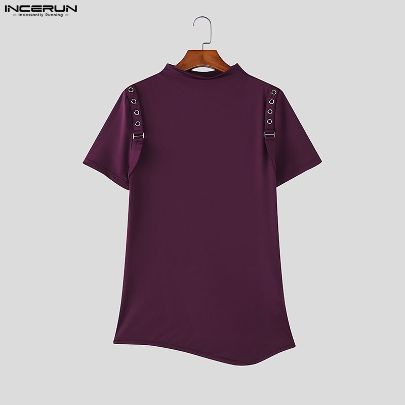 INCERUN Sommer Herren Rollkragen Kurzarm Lässige Enganliegende Oberteile T-Shirts