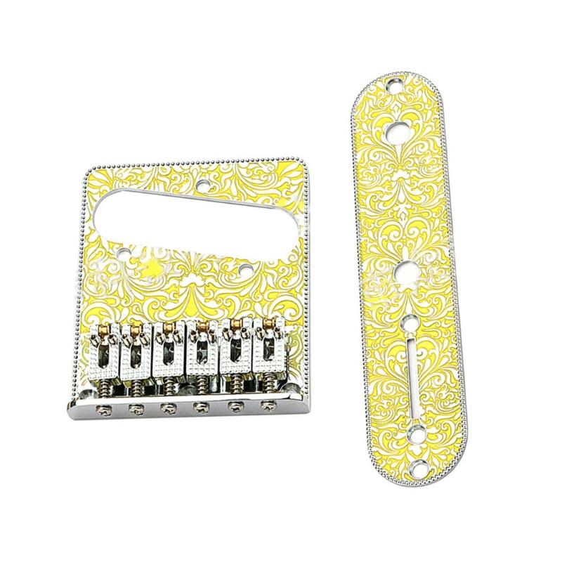 6 Strings Saddle Bridge Plate, 3 Way Switch Control Plate Set for Most Electric Guitars Replacement Parts Hardtail Set 1